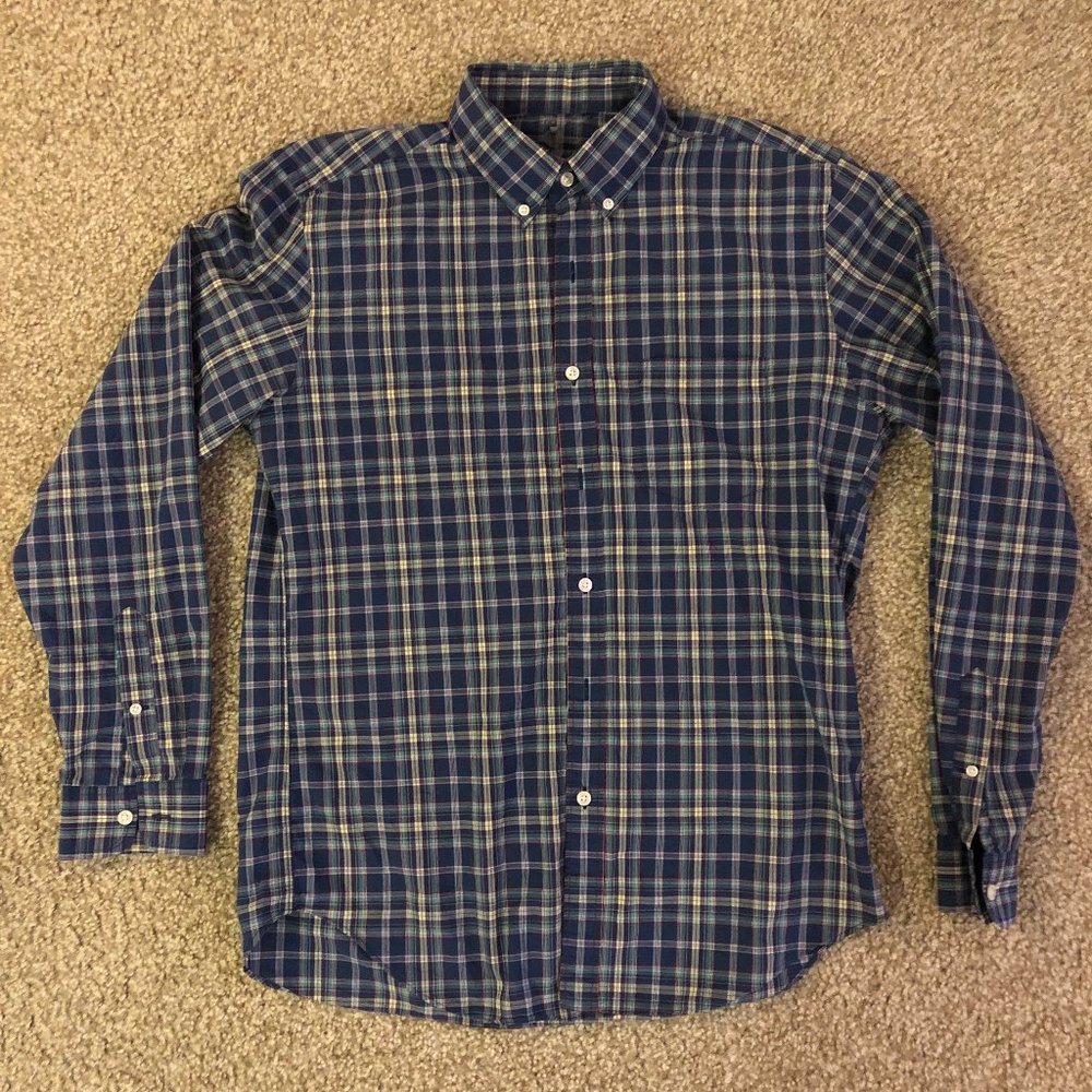 J.Crew Light Weight Long Sleeve Button Down Shirt Plaid Blue Size Medium